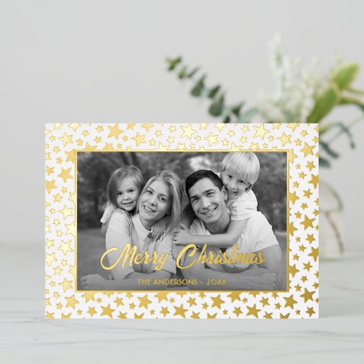 家族の写真 |画像を白黒に自動変換 箔シーズンカード (立ち正面)