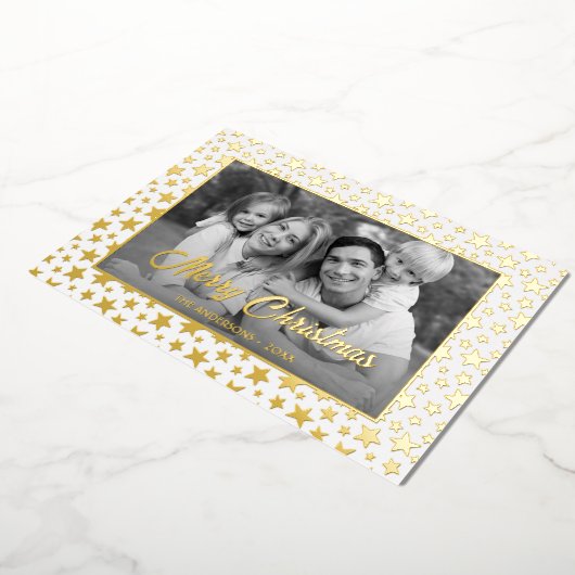 家族の写真 |画像を白黒に自動変換 箔シーズンカード (回転した状態)