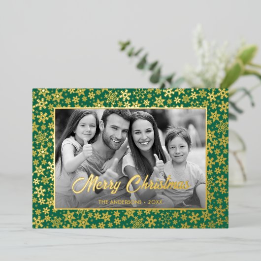 家族の写真 |画像を白黒に自動変換 箔シーズンカード (立ち正面)