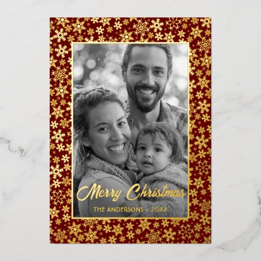 家族の写真 |画像を白黒に自動変換 箔シーズンカード (正面)