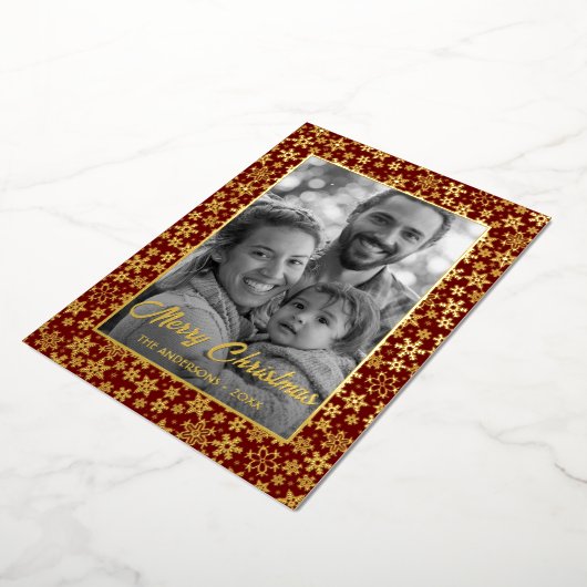 家族の写真 |画像を白黒に自動変換 箔シーズンカード (回転した状態)