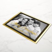 家族の写真 |画像を白黒に自動変換 箔シーズンカード (回転した状態)