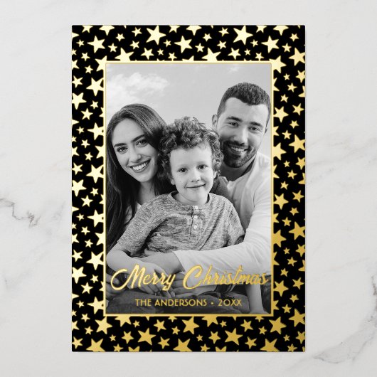 家族の写真 |画像を白黒に自動変換 箔シーズンカード (正面)