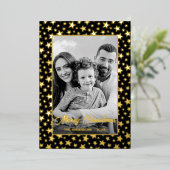 家族の写真 |画像を白黒に自動変換 箔シーズンカード (立ち正面)