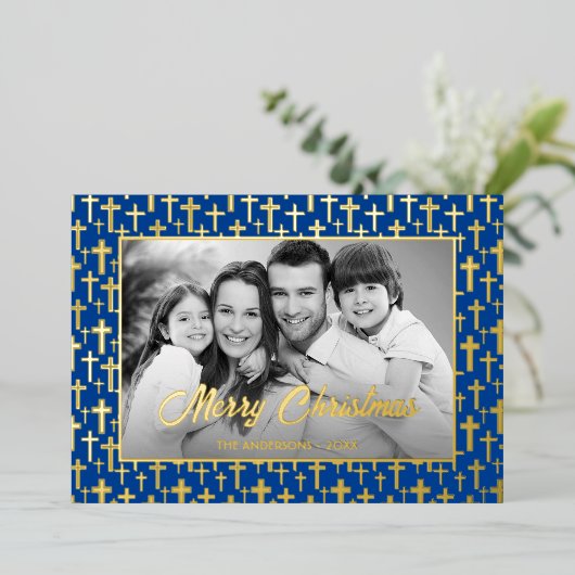 家族の写真 |画像を白黒に自動変換 箔シーズンカード (立ち正面)