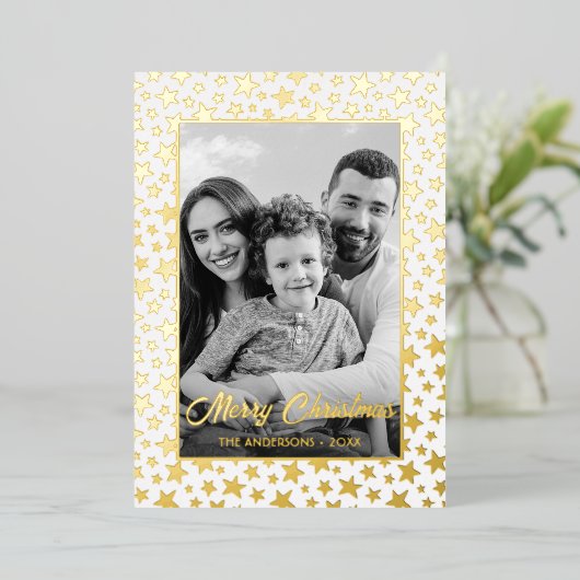 家族の写真 |画像を白黒に自動変換 箔シーズンカード (立ち正面)