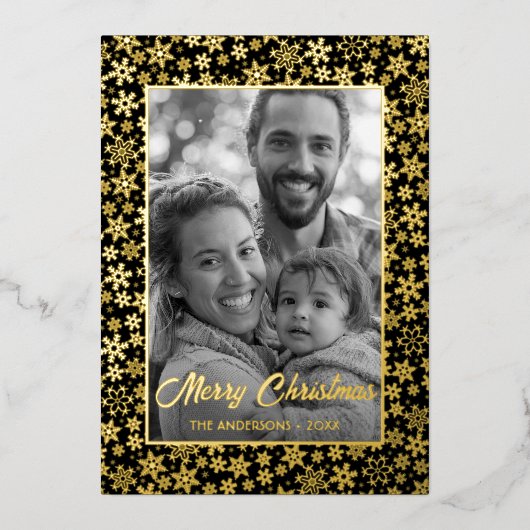 家族の写真 |画像を白黒に自動変換 箔シーズンカード (正面)