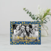 家族の写真 |画像を白黒に自動変換 箔シーズンポストカード (立ち正面)