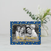 家族の写真 |画像を白黒に自動変換 箔シーズンポストカード (立ち正面)