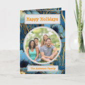 家族の写真 花のホリデーグリーティング カード (正面)
