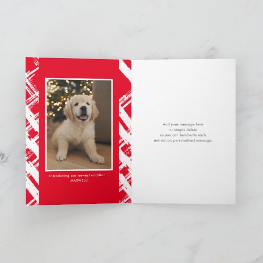 家族の写真 Happy Holidays かわいいカリグラフィー 赤 シーズンカード (内部)