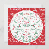 家族の写真aハッピー小さなホリデーグリーンレッド シーズンカード (裏面)