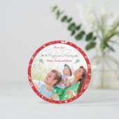 家族の写真aハッピー小さなホリデーグリーンレッド シーズンカード (スタンド正面)