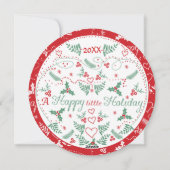 家族の写真aハッピー小さなホリデーグリーンレッド シーズンカード (裏面)