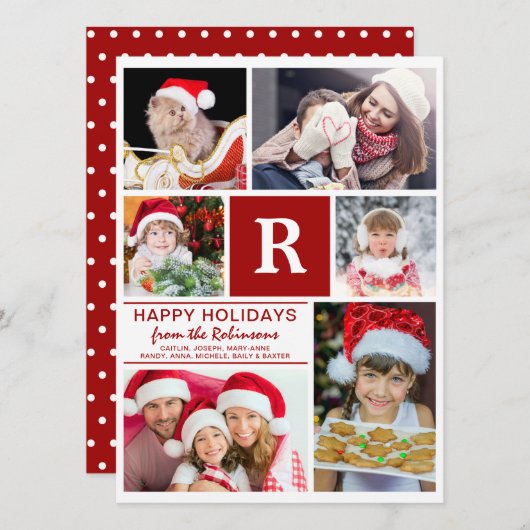 家族の写真DYIクリスマスまたは新年 シーズンカード (正面/裏面)