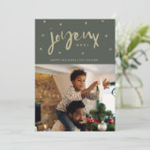 家族の写真Joyeux Noelクリスマス シーズンカード (スタンド正面)