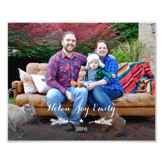 家族の写真Year Pine Branch & Star フォトプリント (正面)