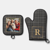 家族の冬のグレープレイドカスタムモノグラム&写真 鍋つかみ&鍋敷きセット (正面)
