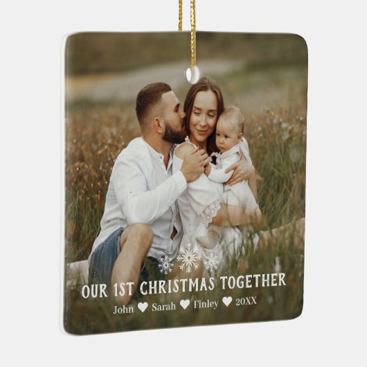家族の初めてのクリスマスが一緒に雪の結晶の写真 セラミックオーナメント (右)
