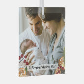 家族の初めてのクリスマス写真カスタムガラスとしての私たち ガラスオーナメント (正面右)