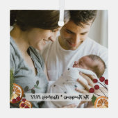 家族の初めてのクリスマス写真カスタムガラスとしての私たち ガラスオーナメント (裏面)