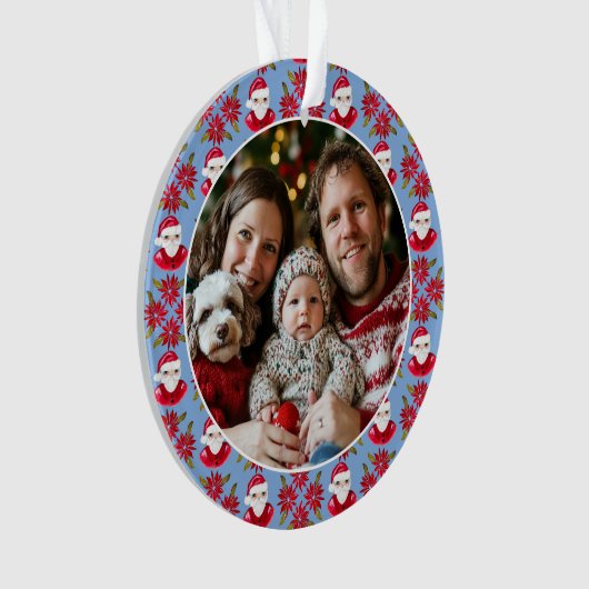 家族の初めてのクリスマス1 Photo Santa Poinsettia オーナメント (正面)