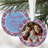 家族の初めてのクリスマス1 Photo Santa Poinsettia オーナメント