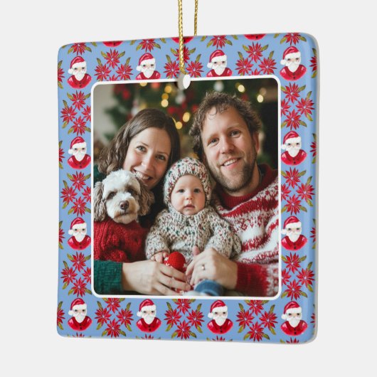 家族の初めてのクリスマス1 Photo Santa Poinsettia セラミックオーナメント (左)