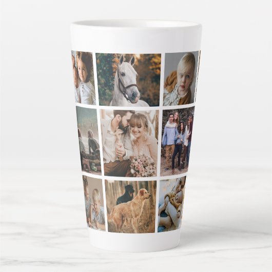 家族の友だち写真コラージュ カフェラテマグ (正面)