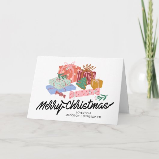 家族の友人にクリスマスの祝祭日を祝う カード (正面)