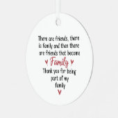 家族の友人のための家族のクリスマス2025ギフト メタルオーナメント (正面左)