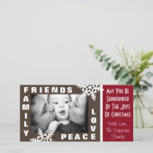家族の友人の平和と愛のクリスマス シーズンカード (スタンド正面)