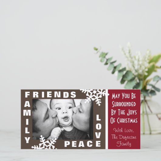 家族の友人の平和と愛のクリスマス シーズンカード (スタンド正面)