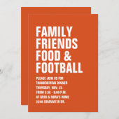 家族の友人サッカーの感謝祭モダン食べ 招待状 (正面/裏面)