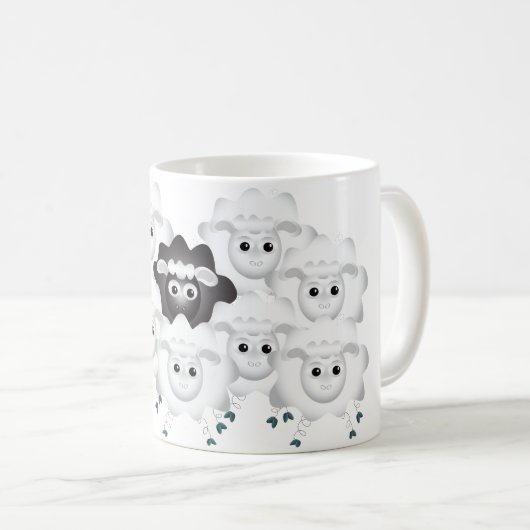 家族の可愛い黒い羊 コーヒーマグカップ (正面右)