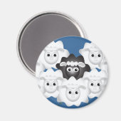 家族の可愛い黒い羊 マグネット (正面/裏面)
