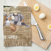 家族の名スタイリッシュ前モダンラップ水の色サンタ キッチンタオル (四つ折り)