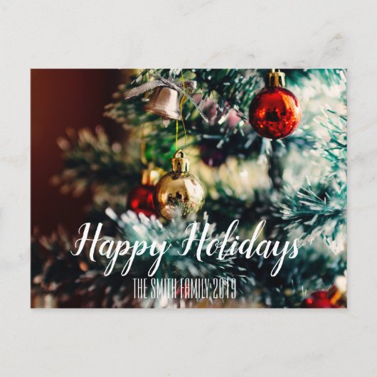 家族の名前からのハッピーホリデーズクリスマス シーズンポストカード (正面)