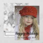家族の名前からのハッピーホリデーズクリスマス 案内状 (正面/裏面)