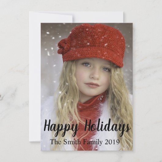 家族の名前からのハッピーホリデーズクリスマス 案内状 (正面)