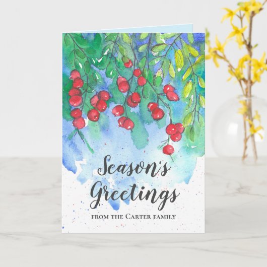 家族の名前から季節の挨拶パーソナライズされた カード (黄色い花)