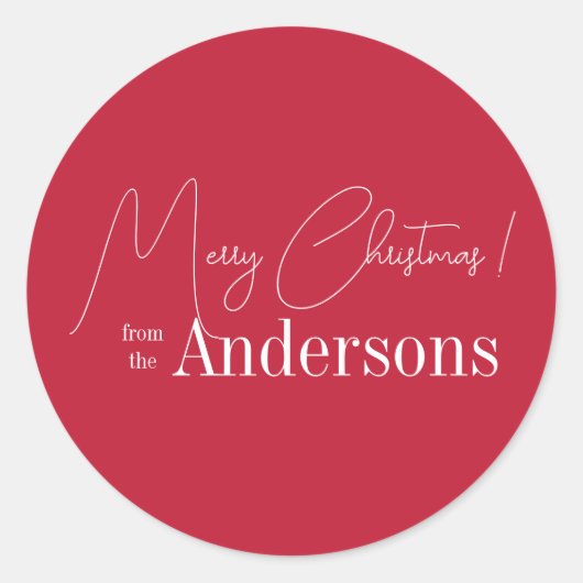 家族の名前から赤いクリスマス ラウンドシール (正面)