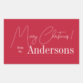 家族の名前から赤いクリスマス 長方形シール