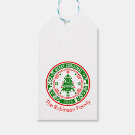 家族の名前でメリークリスマス ギフトタグ