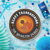 家族の名前で幸せな感謝祭（編集可能） ペーパープレート (パーティー)