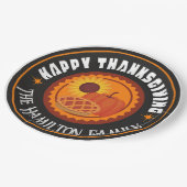 家族の名前で幸せな感謝祭（編集可能） ペーパープレート (アングル)