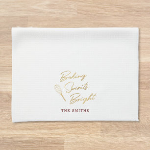 家族の名前で輝くホリデーシーズン キッチンタオル