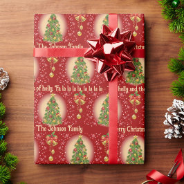 家族の名前とお気に入りのクリスマスソング クラシック ラッピングペーパー