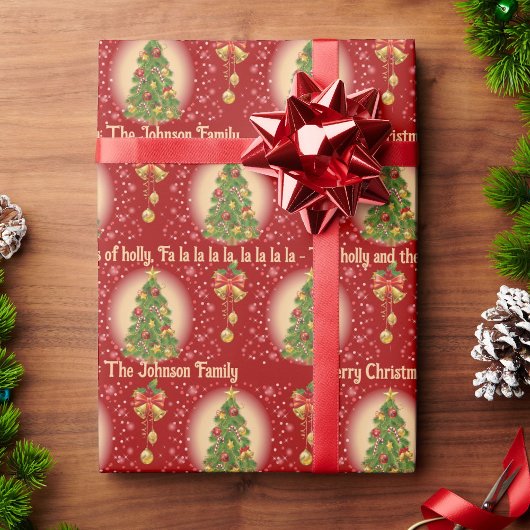 家族の名前とお気に入りのクリスマスソング クラシック ラッピングペーパー