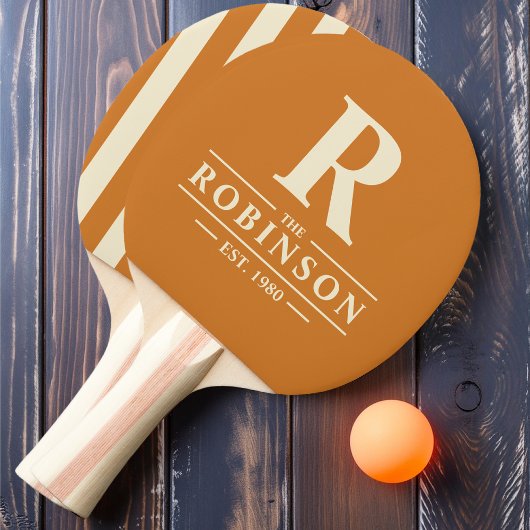 家族の名前とイニシャルポロストライピングバーンドハニー 卓球ラケット